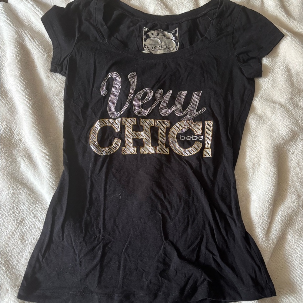 Bebe Black 'Very Chic' Graphic Tee